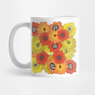 Fun flowerpower pattern in 1970-style, orange, red, green, yellow Mug